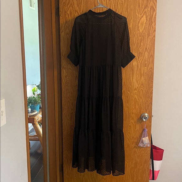 Zara Black Sheer Midi Dress size Small - Picture 7 of 8